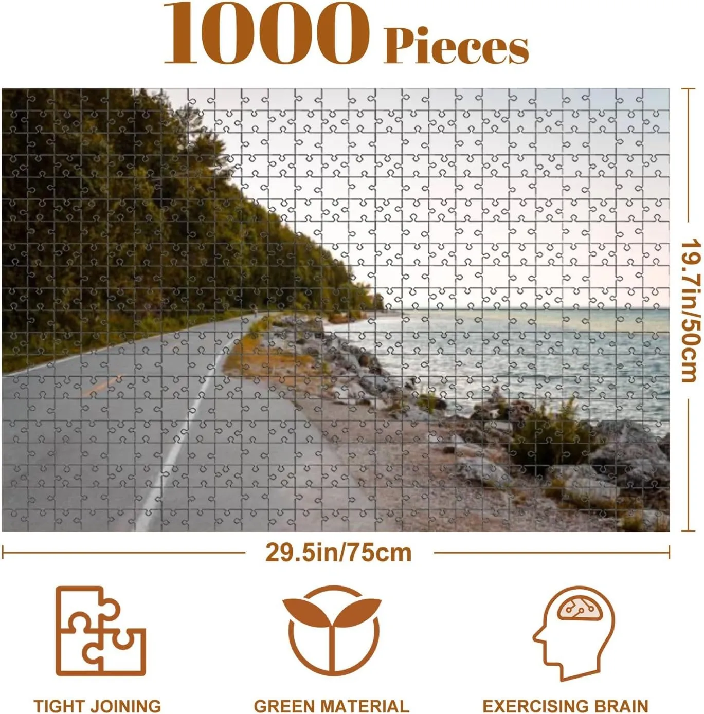Jigsaw Puzzles 1000 Pieces for Adult Bicycle Highway Mackinac Island Michigan Lake michigans Puzzle Game for Family Wooden Puzzle Toy Educational Games Puzzles for Home Decor