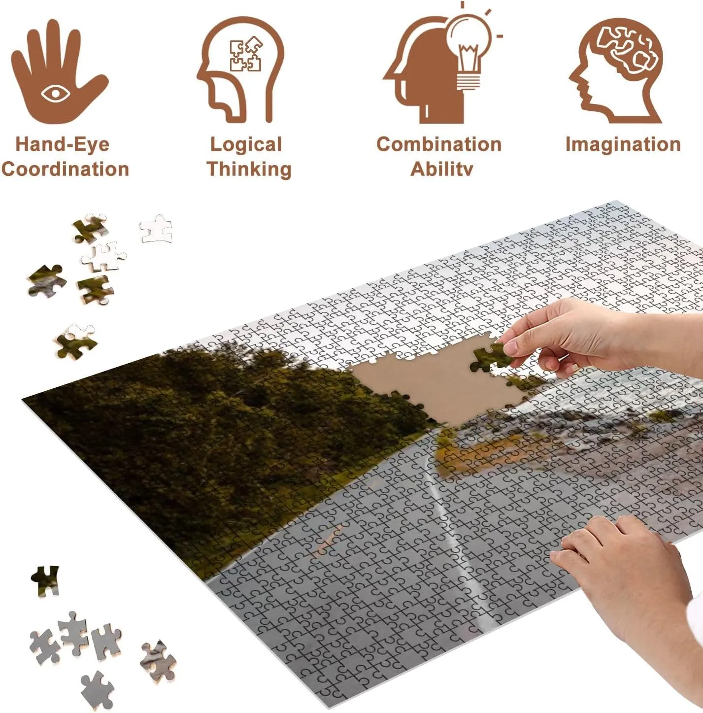 Jigsaw Puzzles 1000 Pieces for Adult Bicycle Highway Mackinac Island Michigan Lake michigans Puzzle Game for Family Wooden Puzzle Toy Educational Games Puzzles for Home Decor