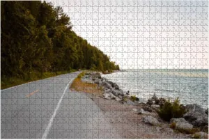 Jigsaw Puzzles 1000 Pieces for Adult Bicycle Highway Mackinac Island Michigan Lake michigans Puzzle Game for Family Wooden Puzzle Toy Educational Games Puzzles for Home Decor