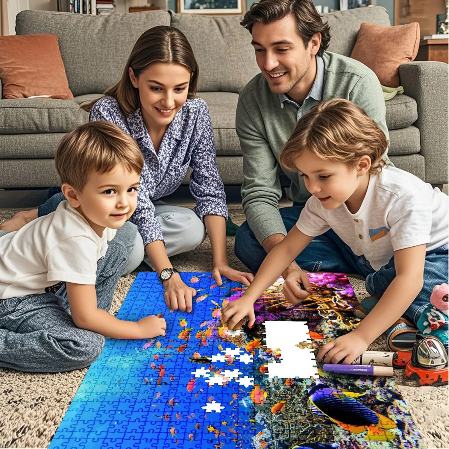 Jigsaw Puzzles 1000 Pieces for Adult Coral Diving Tropical Fish Puzzle Game for Family Wooden Puzzle Toy Educational Games Puzzles for Home Decor