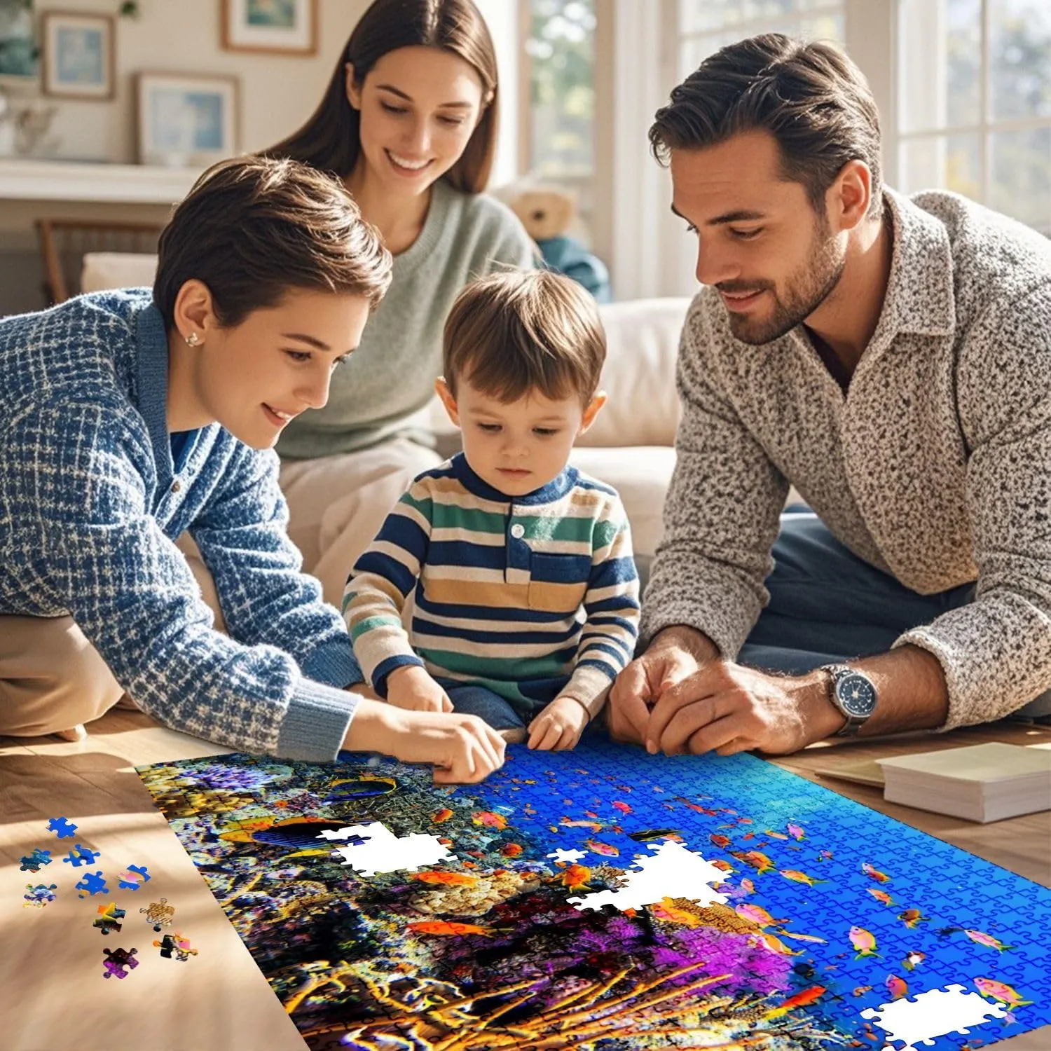 Jigsaw Puzzles 1000 Pieces for Adult Coral Diving Tropical Fish Puzzle Game for Family Wooden Puzzle Toy Educational Games Puzzles for Home Decor