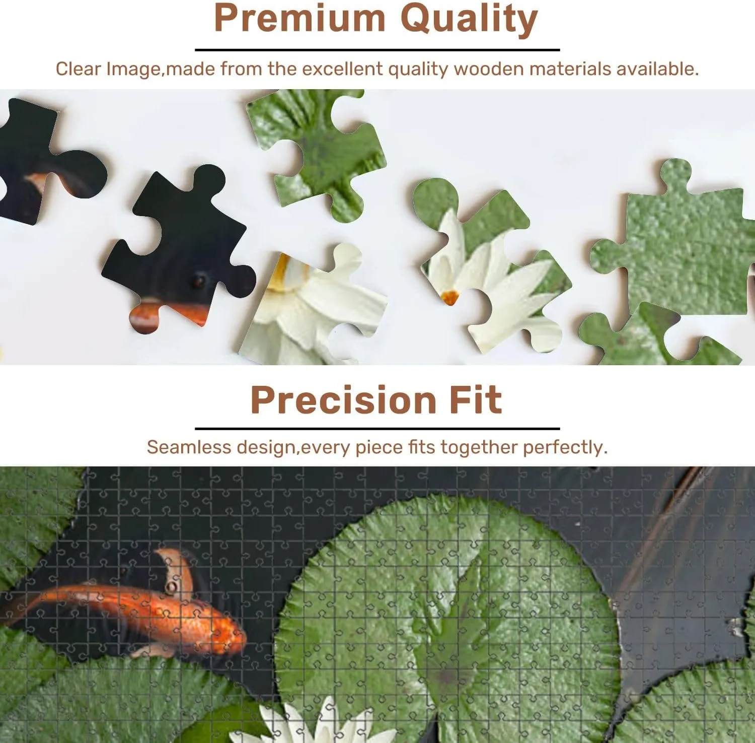 Jigsaw Puzzles 1000 Pieces for Adult Goldfish Lotus Pond Puzzle Game for Family Wooden Puzzle Toy Educational Games Puzzles for Home Decor