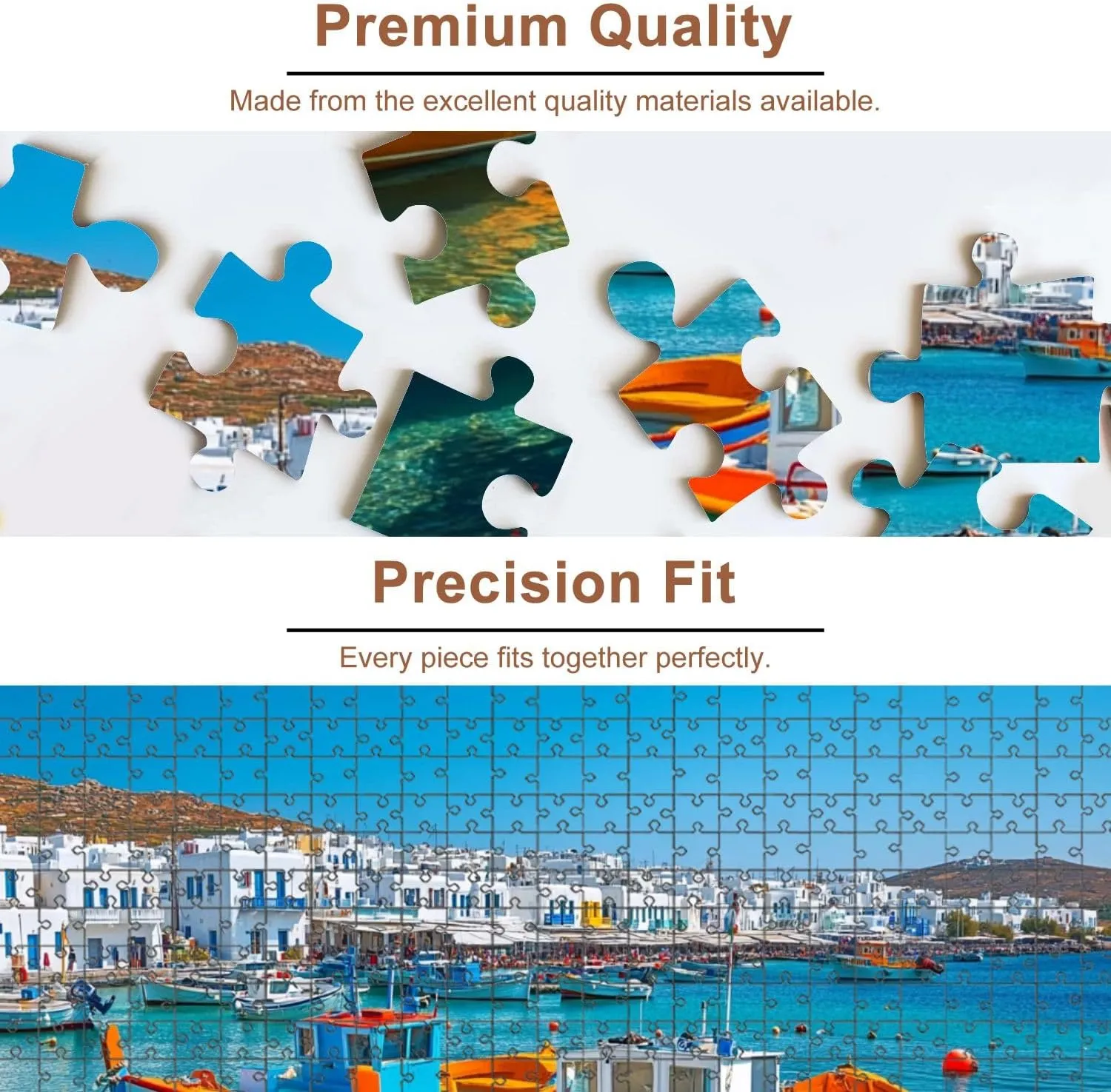 Jigsaw Puzzles 1000 Pieces for Adult Port Old Fishing Boats Puzzle Game for Family Wooden Puzzle Toy Educational Games Puzzles for Home Decor