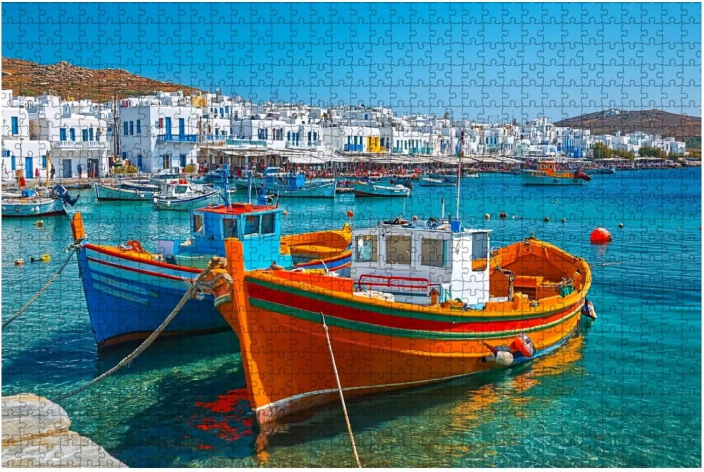 Jigsaw Puzzles 1000 Pieces for Adult Port Old Fishing Boats Puzzle Game for Family Wooden Puzzle Toy Educational Games Puzzles for Home Decor