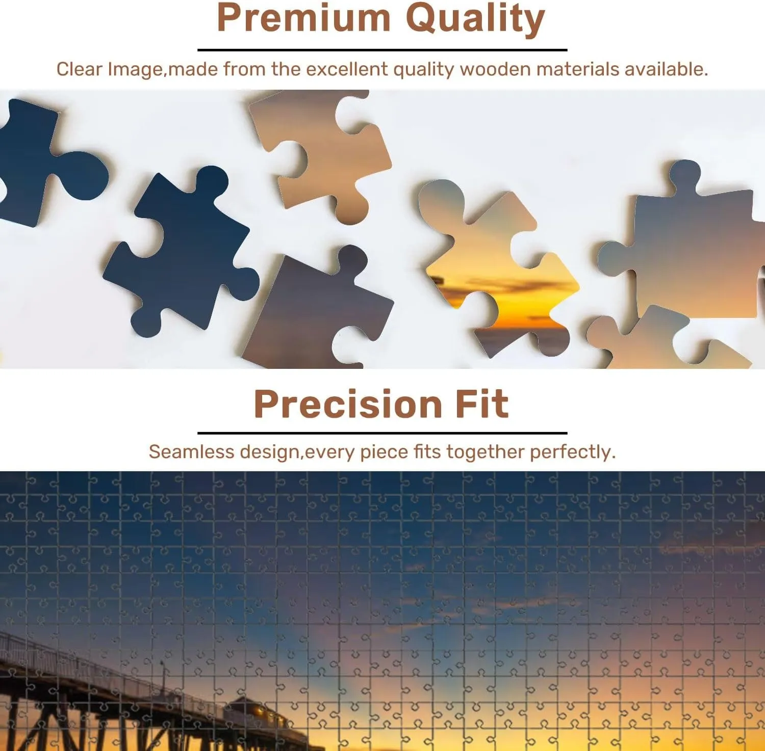 Jigsaw Puzzles 1000 Pieces for Adult Sun Rays Belmar Fishing Pier Puzzle Game for Family Wooden Puzzle Toy Educational Games Puzzles for Home Decor