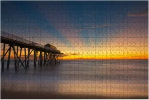 Jigsaw Puzzles 1000 Pieces for Adult Sun Rays Belmar Fishing Pier Puzzle Game for Family Wooden Puzzle Toy Educational Games Puzzles for Home Decor