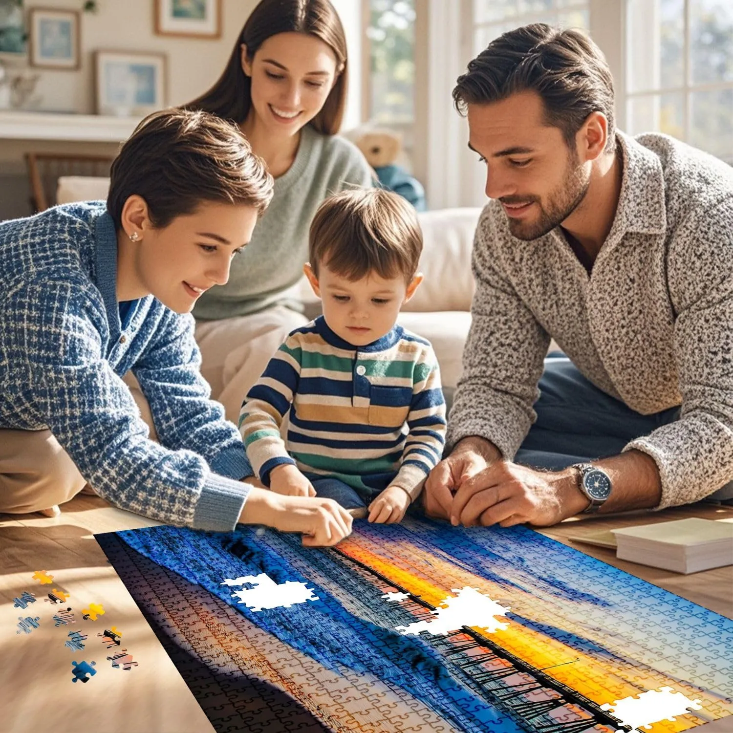Jigsaw Puzzles 1000 Pieces for Adult Sunrise Virginia Beach Fishing pier Puzzle Game for Family Wooden Puzzle Toy Educational Games Puzzles for Home Decor