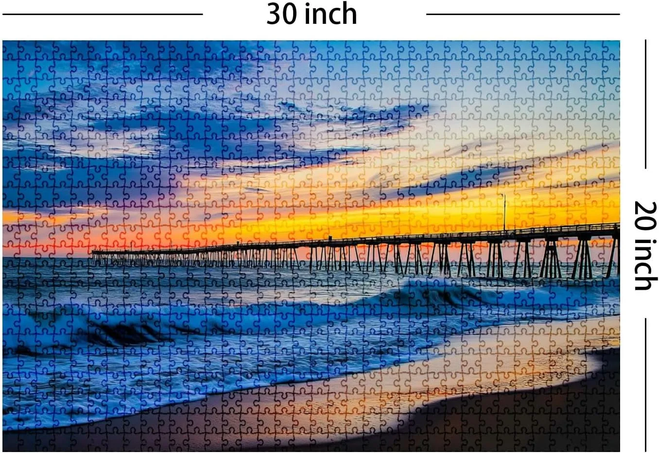 Jigsaw Puzzles 1000 Pieces for Adult Sunrise Virginia Beach Fishing pier Puzzle Game for Family Wooden Puzzle Toy Educational Games Puzzles for Home Decor