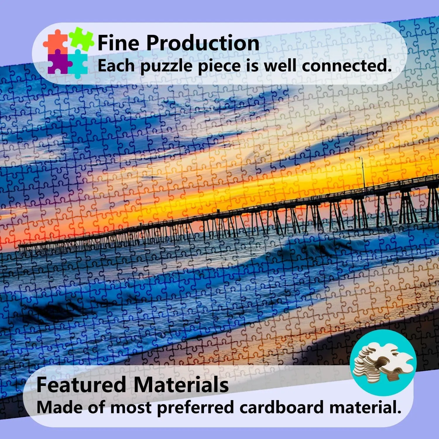 Jigsaw Puzzles 1000 Pieces for Adult Sunrise Virginia Beach Fishing pier Puzzle Game for Family Wooden Puzzle Toy Educational Games Puzzles for Home Decor