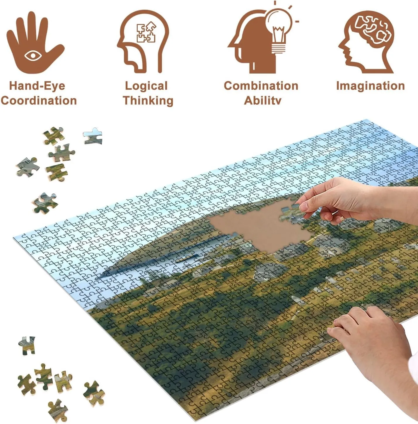 Jigsaw Puzzles 1000 Pieces for Adult View Remote Monhegan Island Maine Puzzle Game for Family Wooden Puzzle Toy Educational Games Puzzles for Home Decor