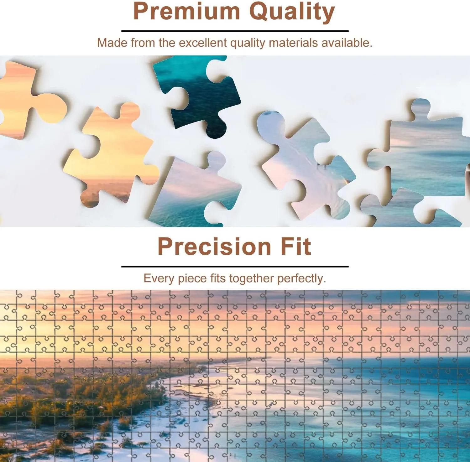 Jigsaw Puzzles 500 Pieces for Adult Aerial View Fishing Boats Tropical sea Coast Sandy Beach Sunset Summer Puzzle Game for Family Wooden Puzzle Toy Educational Games Puzzles for Home Decor