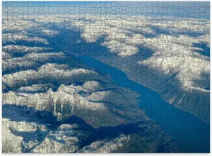 Jigsaw Puzzles 500 Pieces for Adult Aerial Views Rocky Mountains Surrounding Canmore Alberta Puzzle Game for Family Wooden Puzzle Toy Educational Games Puzzles for Home Decor