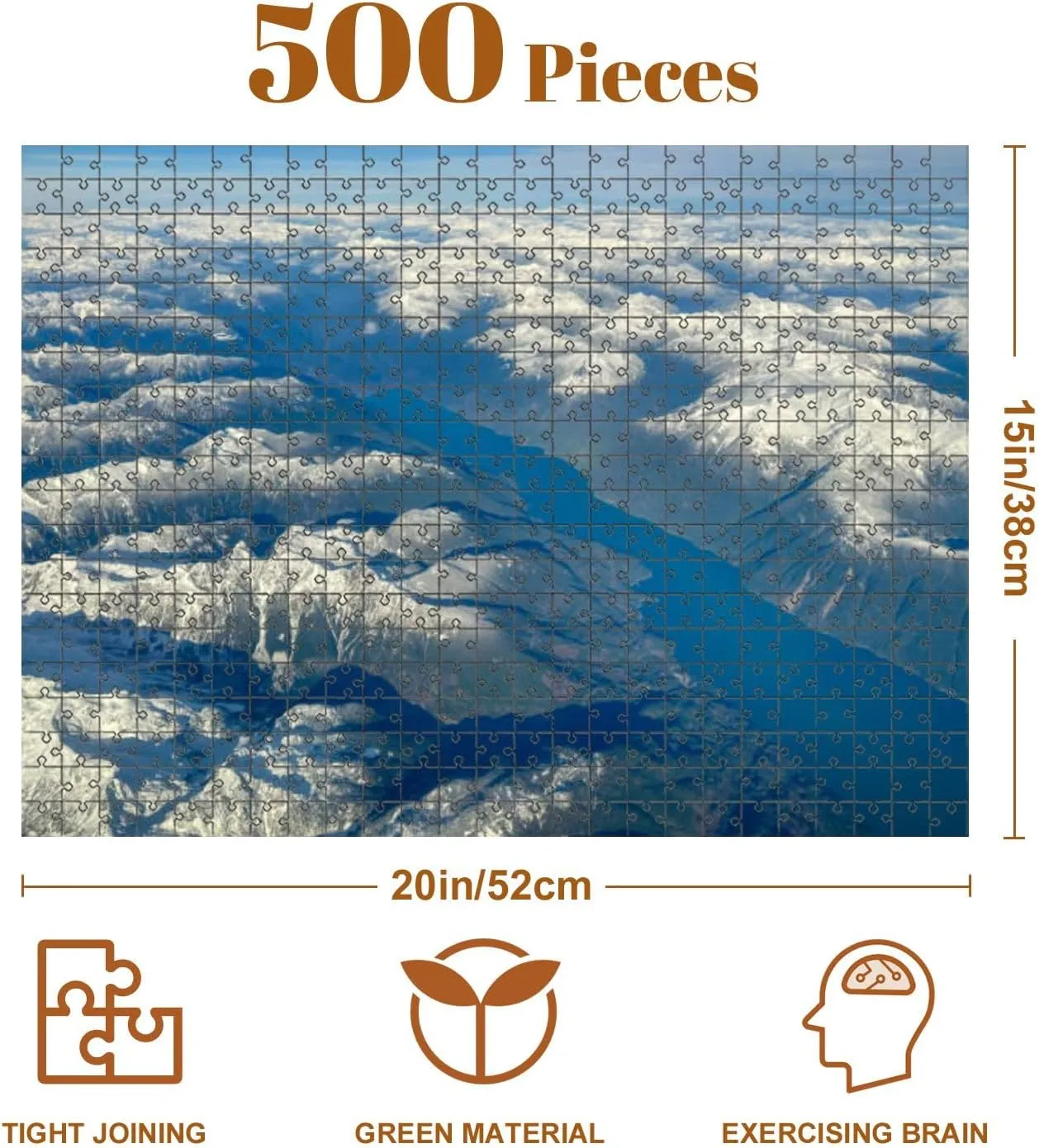 Jigsaw Puzzles 500 Pieces for Adult Aerial Views Rocky Mountains Surrounding Canmore Alberta Puzzle Game for Family Wooden Puzzle Toy Educational Games Puzzles for Home Decor