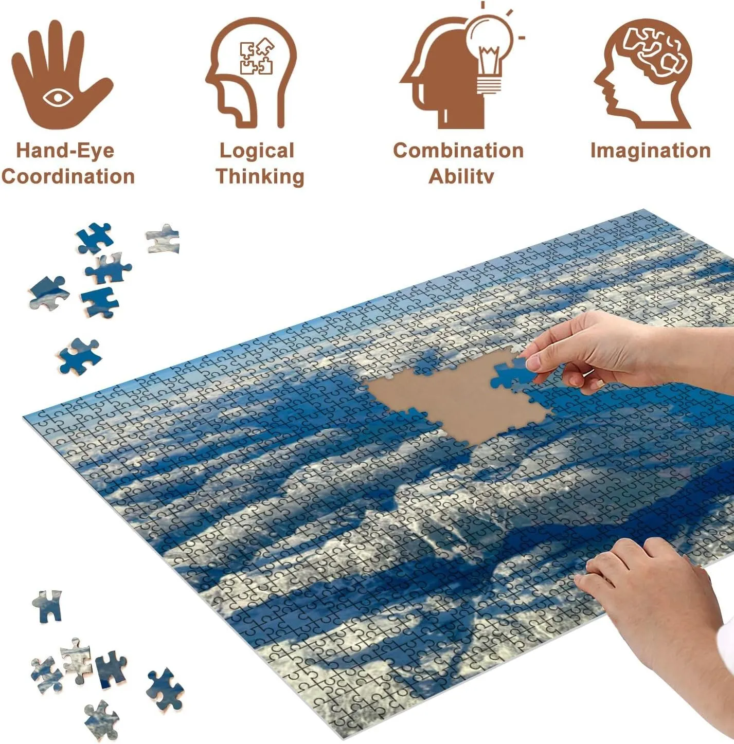 Jigsaw Puzzles 500 Pieces for Adult Aerial Views Rocky Mountains Surrounding Canmore Alberta Puzzle Game for Family Wooden Puzzle Toy Educational Games Puzzles for Home Decor