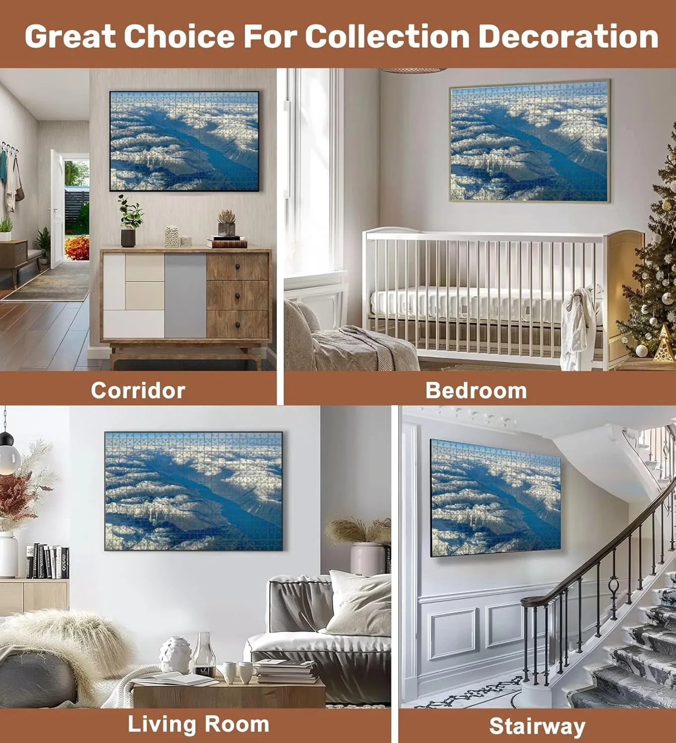 Jigsaw Puzzles 500 Pieces for Adult Aerial Views Rocky Mountains Surrounding Canmore Alberta Puzzle Game for Family Wooden Puzzle Toy Educational Games Puzzles for Home Decor