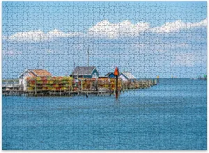 Jigsaw Puzzles 500 Pieces for Adult Crab pots Docks Tangier Island Virginia Puzzle Game for Family Wooden Puzzle Toy Educational Games Puzzles for Home Decor