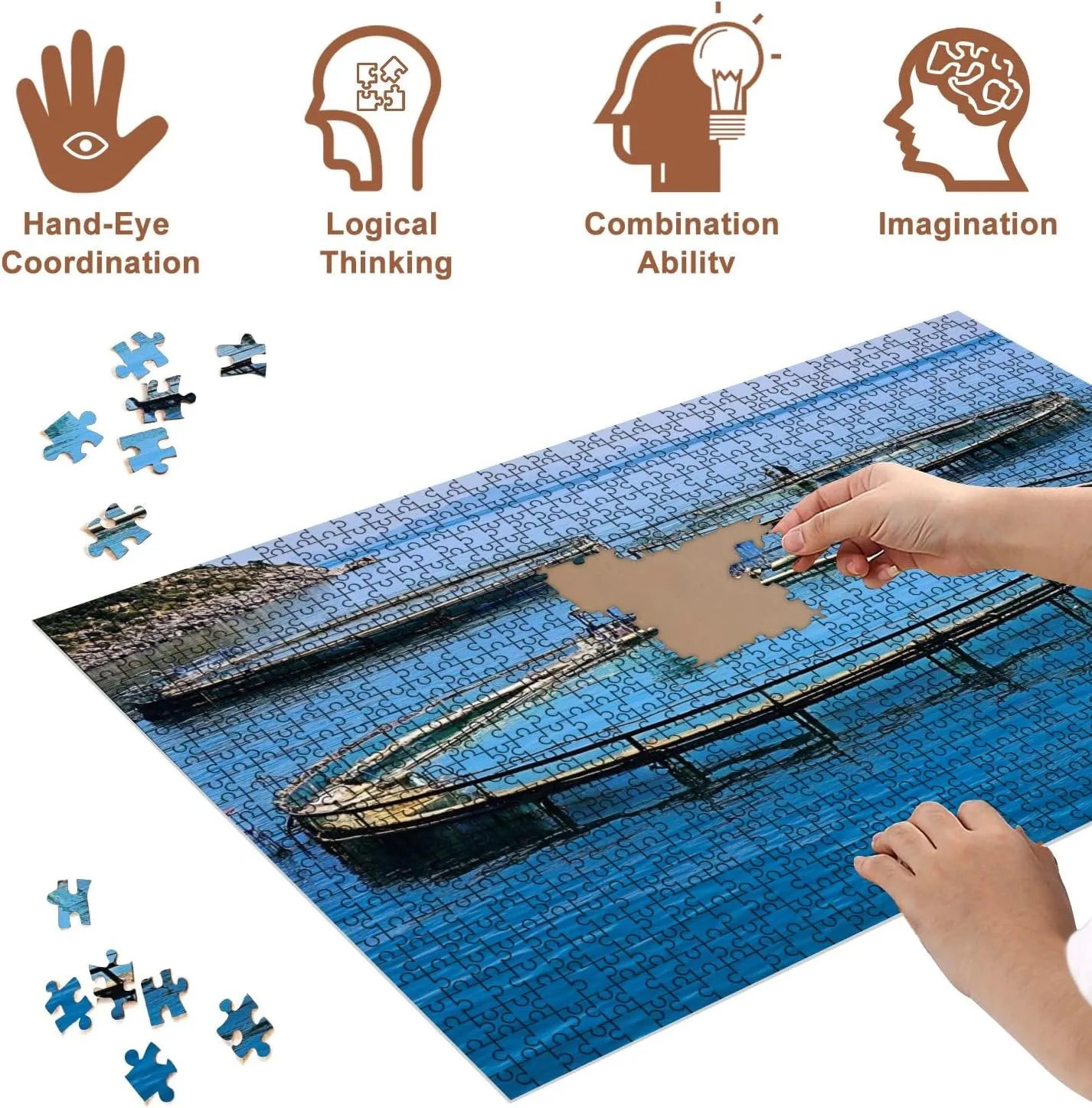 Jigsaw Puzzles 500 Pieces for Adult Fish Farm Puzzle Game for Family Wooden Puzzle Toy Educational Games Puzzles for Home Decor