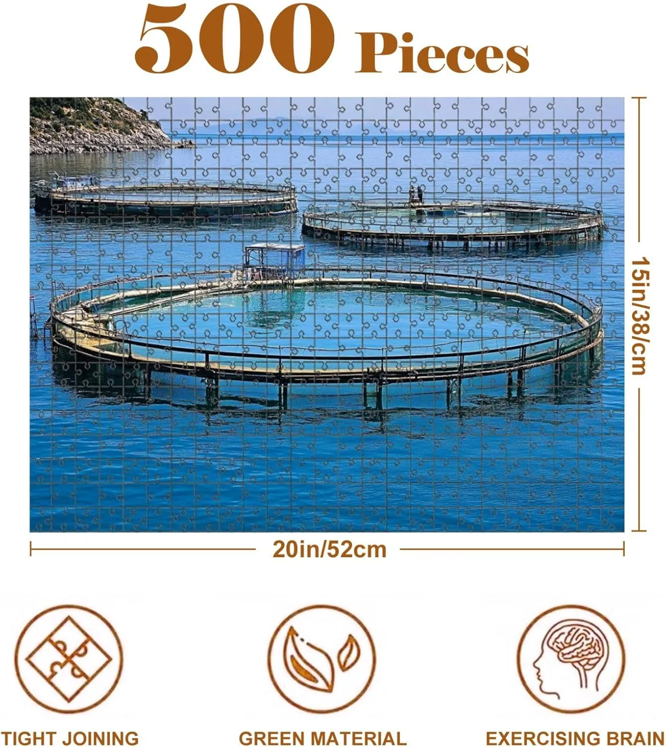 Jigsaw Puzzles 500 Pieces for Adult Fish Farm Puzzle Game for Family Wooden Puzzle Toy Educational Games Puzzles for Home Decor