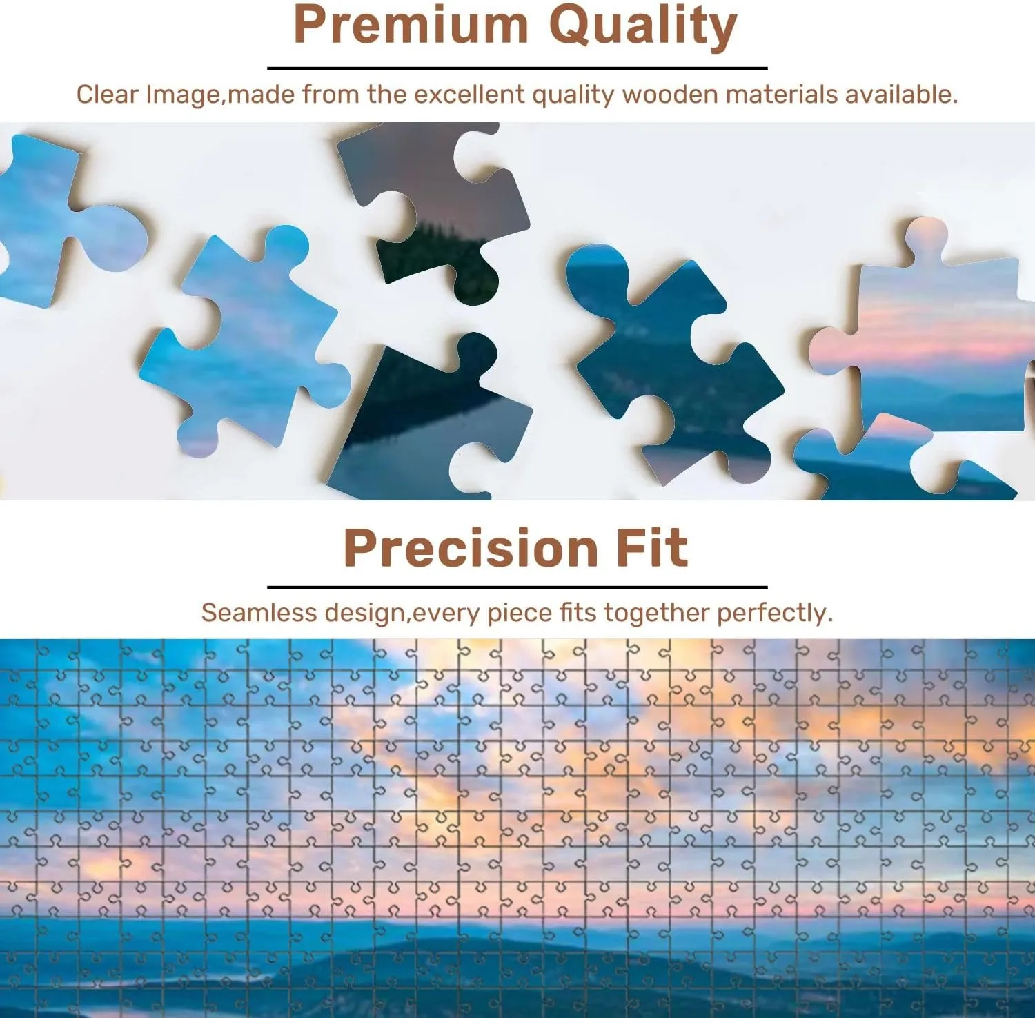 Jigsaw Puzzles 500 Pieces for Adult Golden Sunset Ocean Captured from Mount Maxwell Provincial Park BC Puzzle Game for Family Wooden Puzzle Toy Educational Games Puzzles for Home Decor