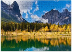 Jigsaw Puzzles 500 Pieces for Adult Lake Three Sisters Mountain Puzzle Game for Family Wooden Puzzle Toy Educational Games Puzzles for Home Decor