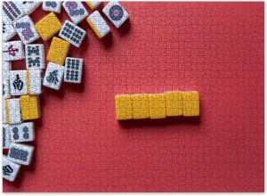 Jigsaw Puzzles 500 Pieces for Adult Mahjong Tiles red Puzzle Game for Family Wooden Puzzle Toy Educational Games Puzzles for Home Decor
