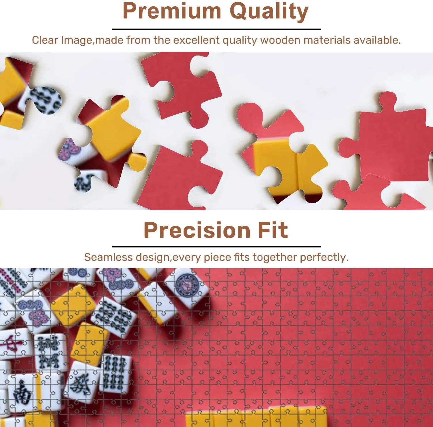 Jigsaw Puzzles 500 Pieces for Adult Mahjong Tiles red Puzzle Game for Family Wooden Puzzle Toy Educational Games Puzzles for Home Decor