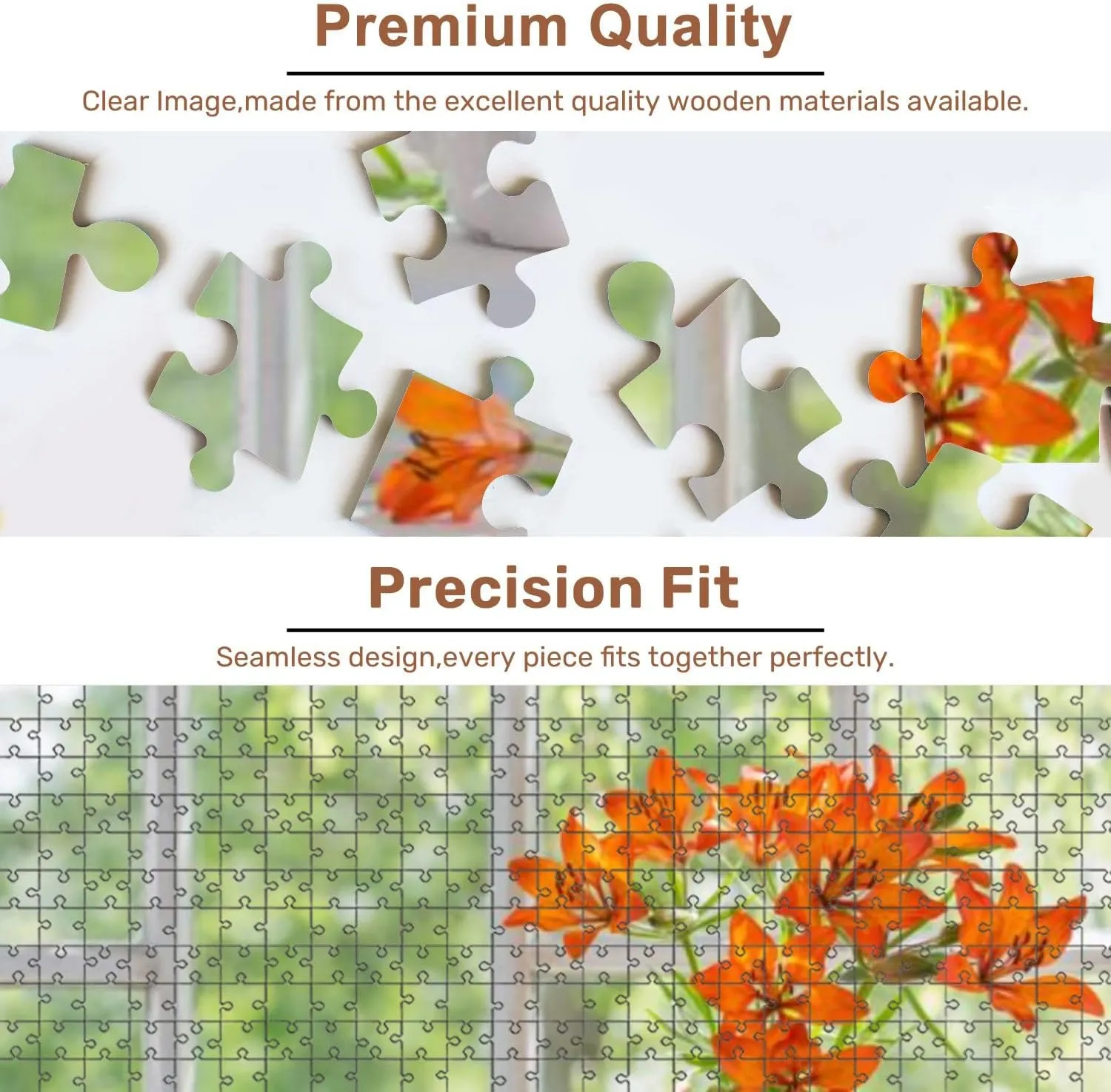 Jigsaw Puzzles 500 Pieces for Adult Orange Lily windowsill Puzzle Game for Family Wooden Puzzle Toy Educational Games Puzzles for Home Decor