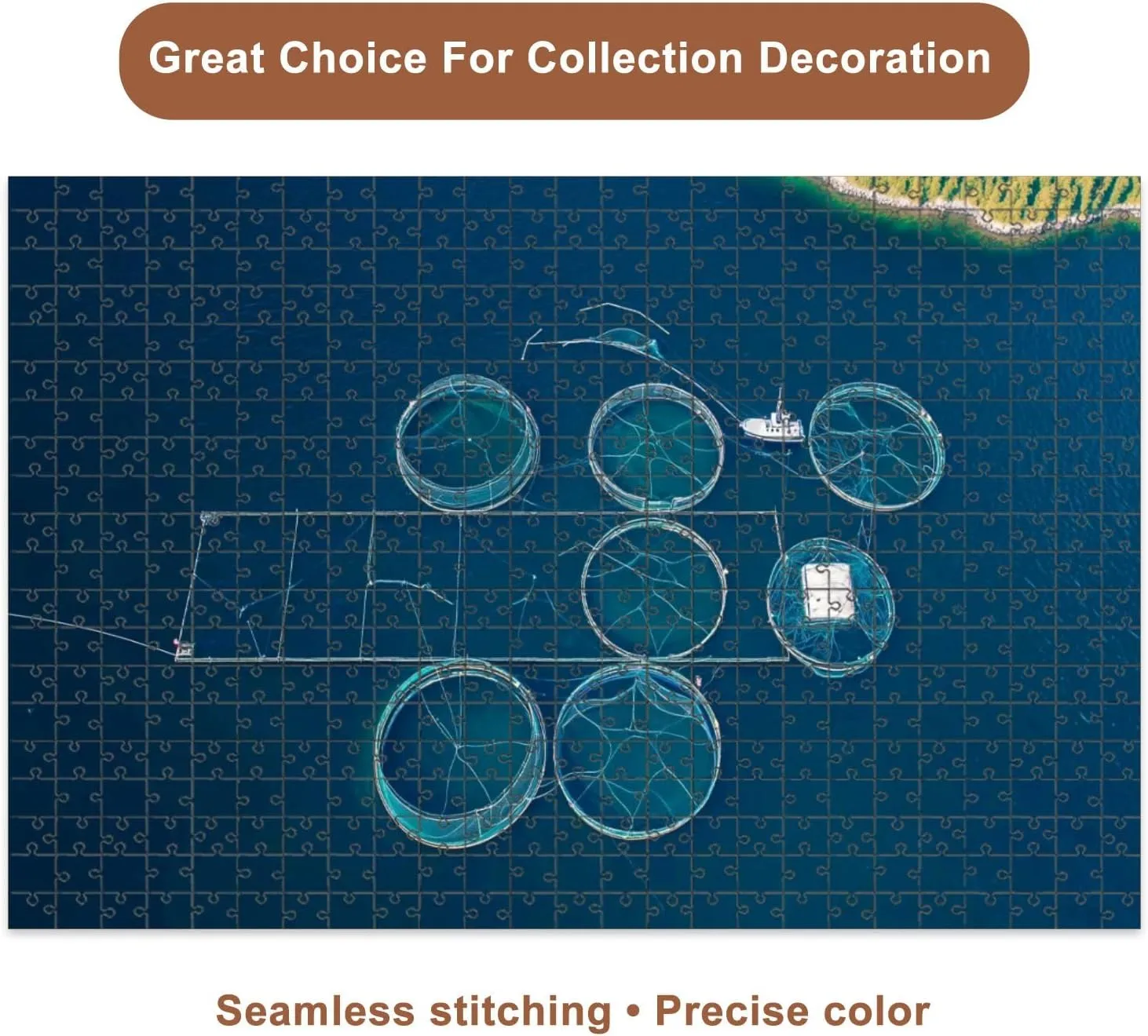 Jigsaw Puzzles 500 Pieces for Adult Salmon Fish Farm Bergen Norway Puzzle Game for Family Wooden Puzzle Toy Educational Games Puzzles for Home Decor