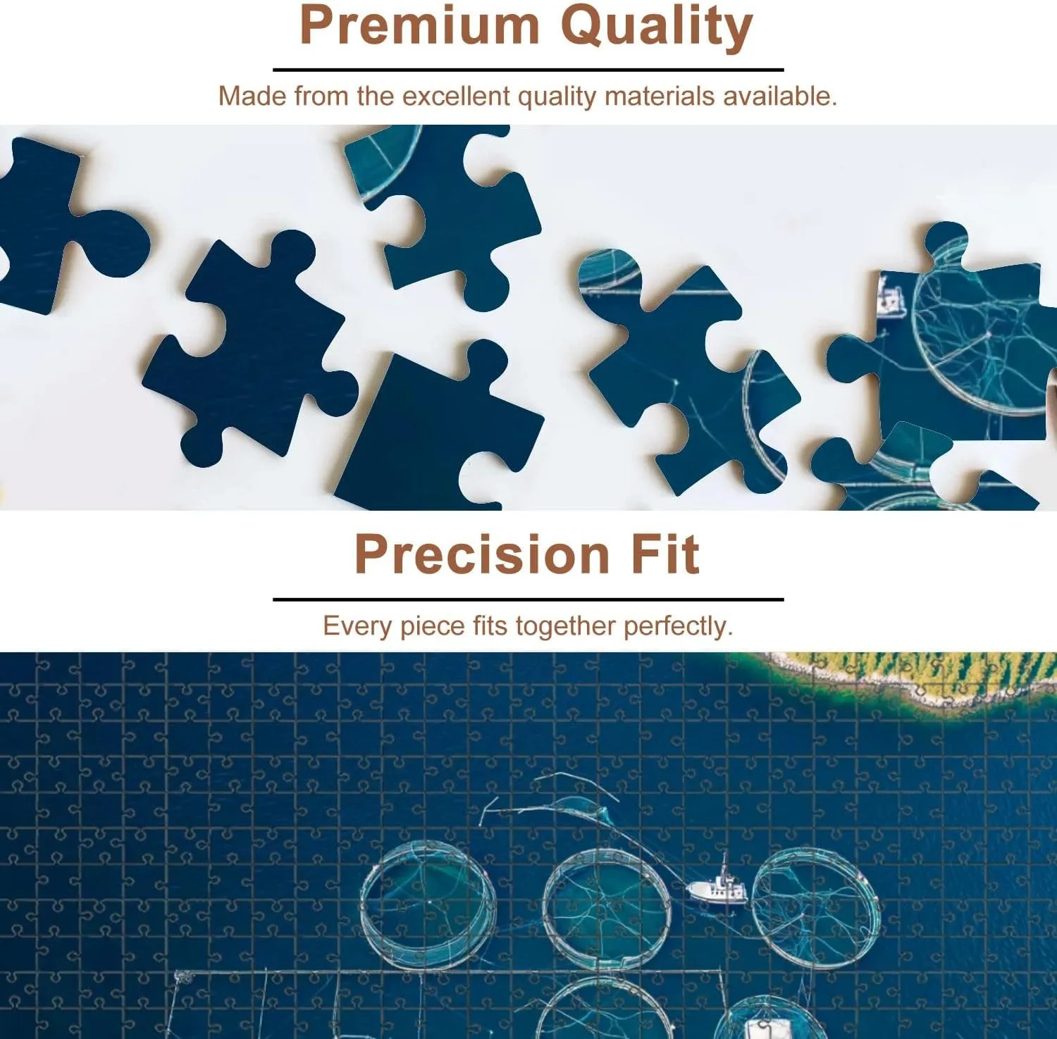Jigsaw Puzzles 500 Pieces for Adult Salmon Fish Farm Bergen Norway Puzzle Game for Family Wooden Puzzle Toy Educational Games Puzzles for Home Decor