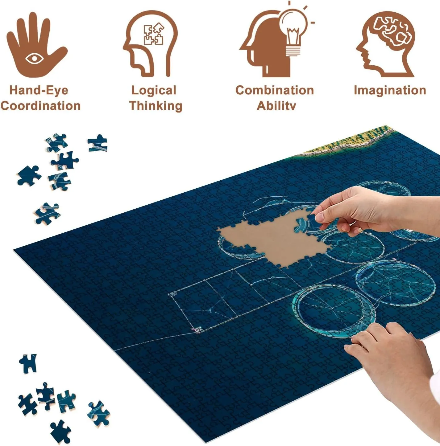 Jigsaw Puzzles 500 Pieces for Adult Salmon Fish Farm Bergen Norway Puzzle Game for Family Wooden Puzzle Toy Educational Games Puzzles for Home Decor