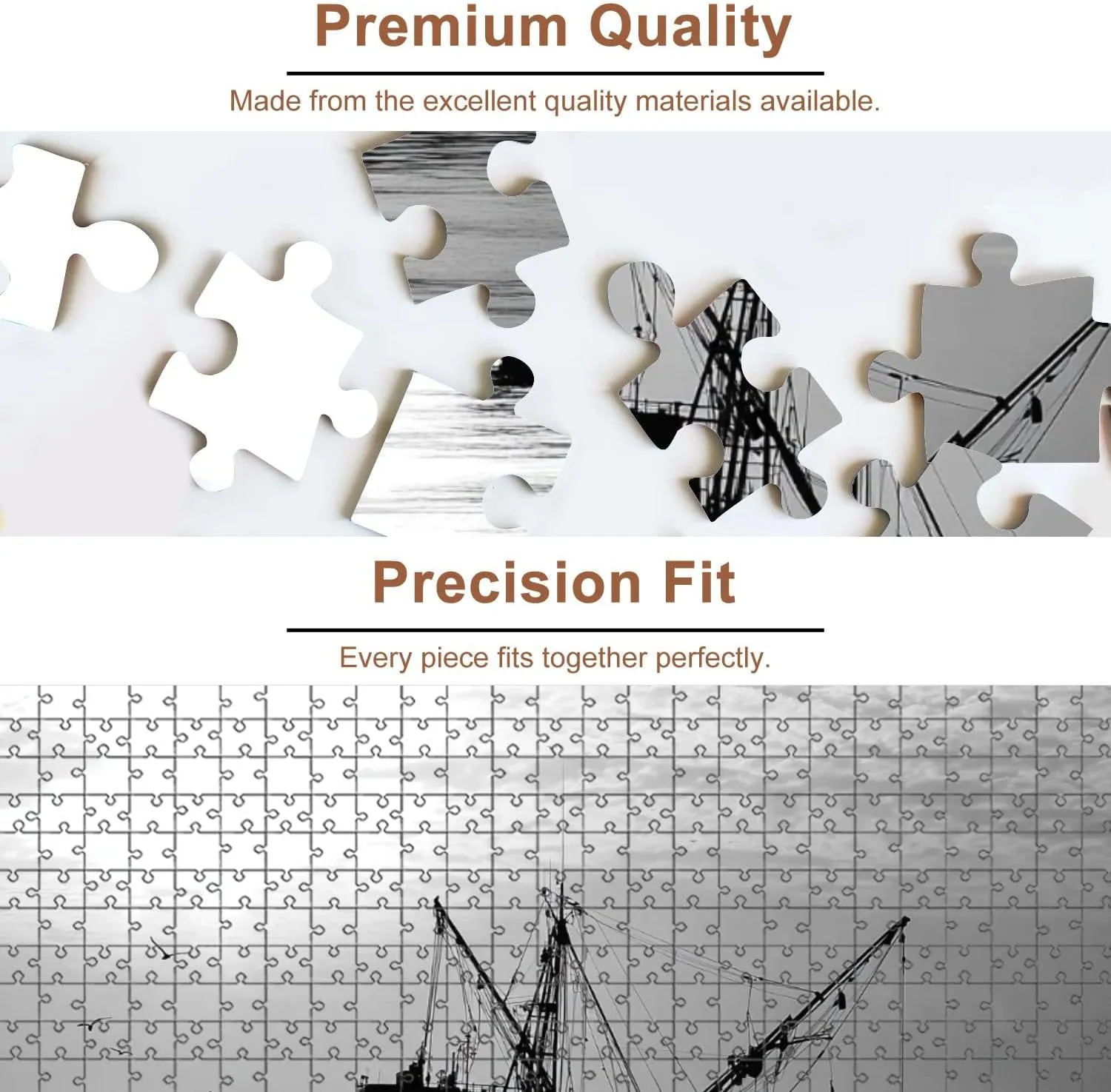 Jigsaw Puzzles 500 Pieces for Adult Silhouette Shrimp Fishing Boats seas Pictures Puzzle Game for Family Wooden Puzzle Toy Educational Games Puzzles for Home Decor