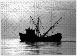 Jigsaw Puzzles 500 Pieces for Adult Silhouette Shrimp Fishing Boats seas Pictures Puzzle Game for Family Wooden Puzzle Toy Educational Games Puzzles for Home Decor
