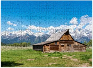 Jigsaw Puzzles 500 Pieces for Adult T Moulton Barn Jackson Hole Grand Teton National Park Wyoming Puzzle Game for Family Wooden Puzzle Toy Educational Games Puzzles for Home Decor