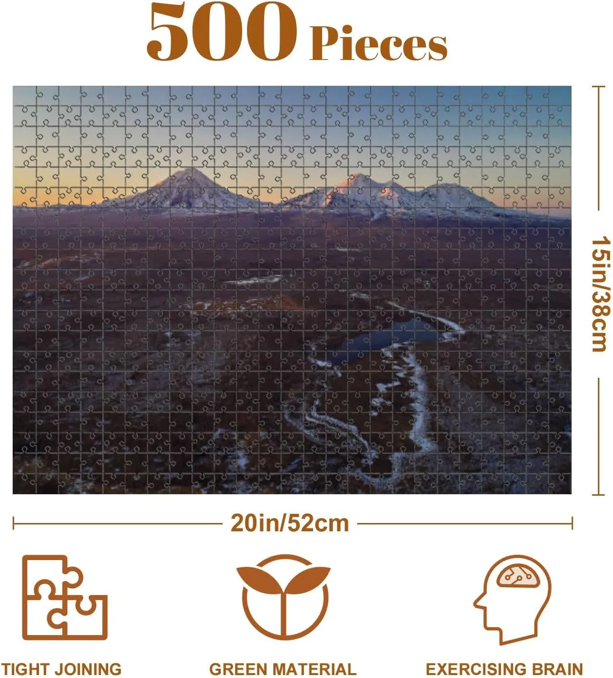 Jigsaw Puzzles 500 Pieces for Adult View Volcanoes Lake Sunset Spring from Drone Puzzle Game for Family Wooden Puzzle Toy Educational Games Puzzles for Home Decor