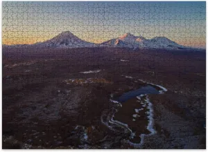Jigsaw Puzzles 500 Pieces for Adult View Volcanoes Lake Sunset Spring from Drone Puzzle Game for Family Wooden Puzzle Toy Educational Games Puzzles for Home Decor