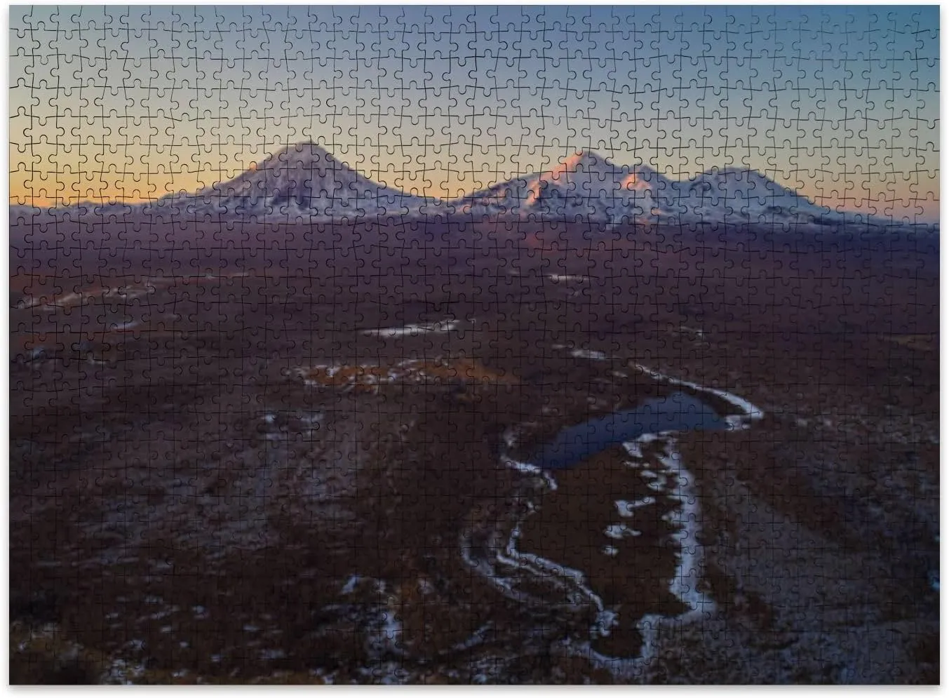 Jigsaw Puzzles 500 Pieces for Adult View Volcanoes Lake Sunset Spring from Drone Puzzle Game for Family Wooden Puzzle Toy Educational Games Puzzles for Home Decor