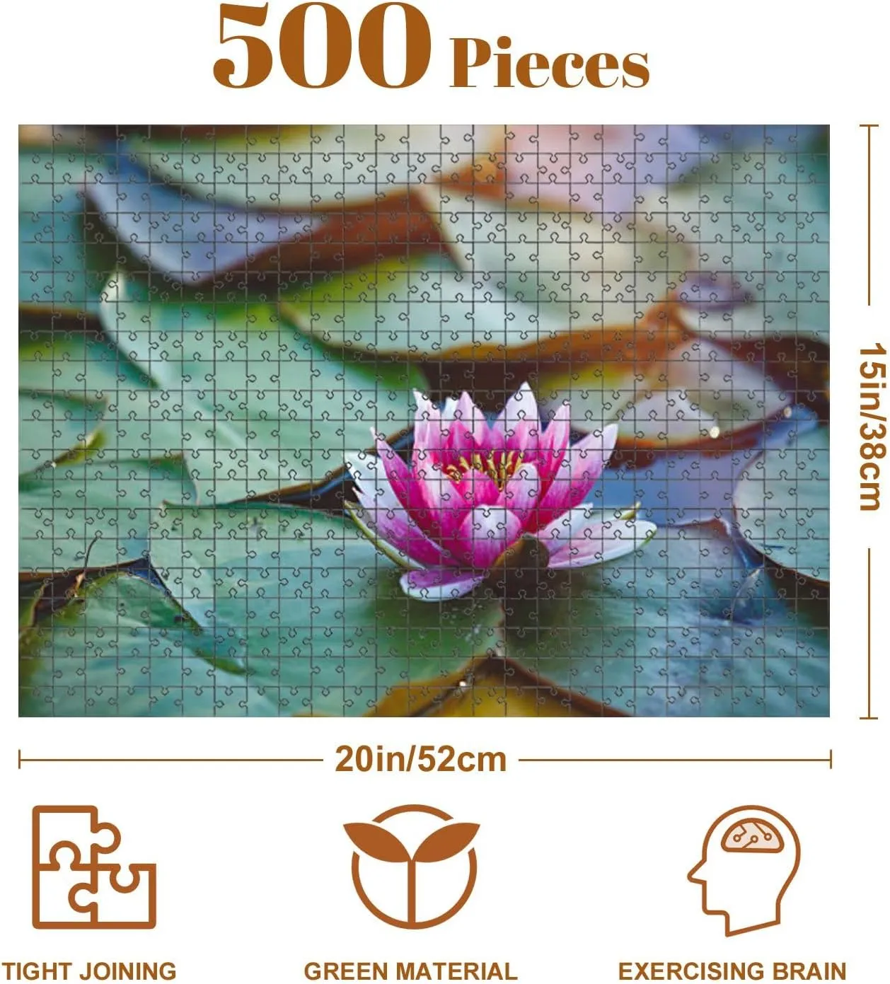 Jigsaw Puzzles 500 Pieces for Adult Water Lily Puzzle Game for Family Wooden Puzzle Toy Educational Games Puzzles for Home Decor