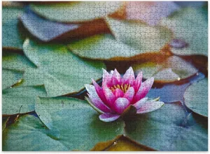 Jigsaw Puzzles 500 Pieces for Adult Water Lily Puzzle Game for Family Wooden Puzzle Toy Educational Games Puzzles for Home Decor