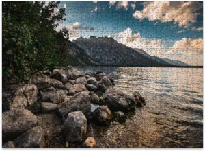 Jigsaw Puzzles 500 Pieces for Adult Waterfront Jenny Lake Puzzle Game for Family Wooden Puzzle Toy Educational Games Puzzles for Home Decor