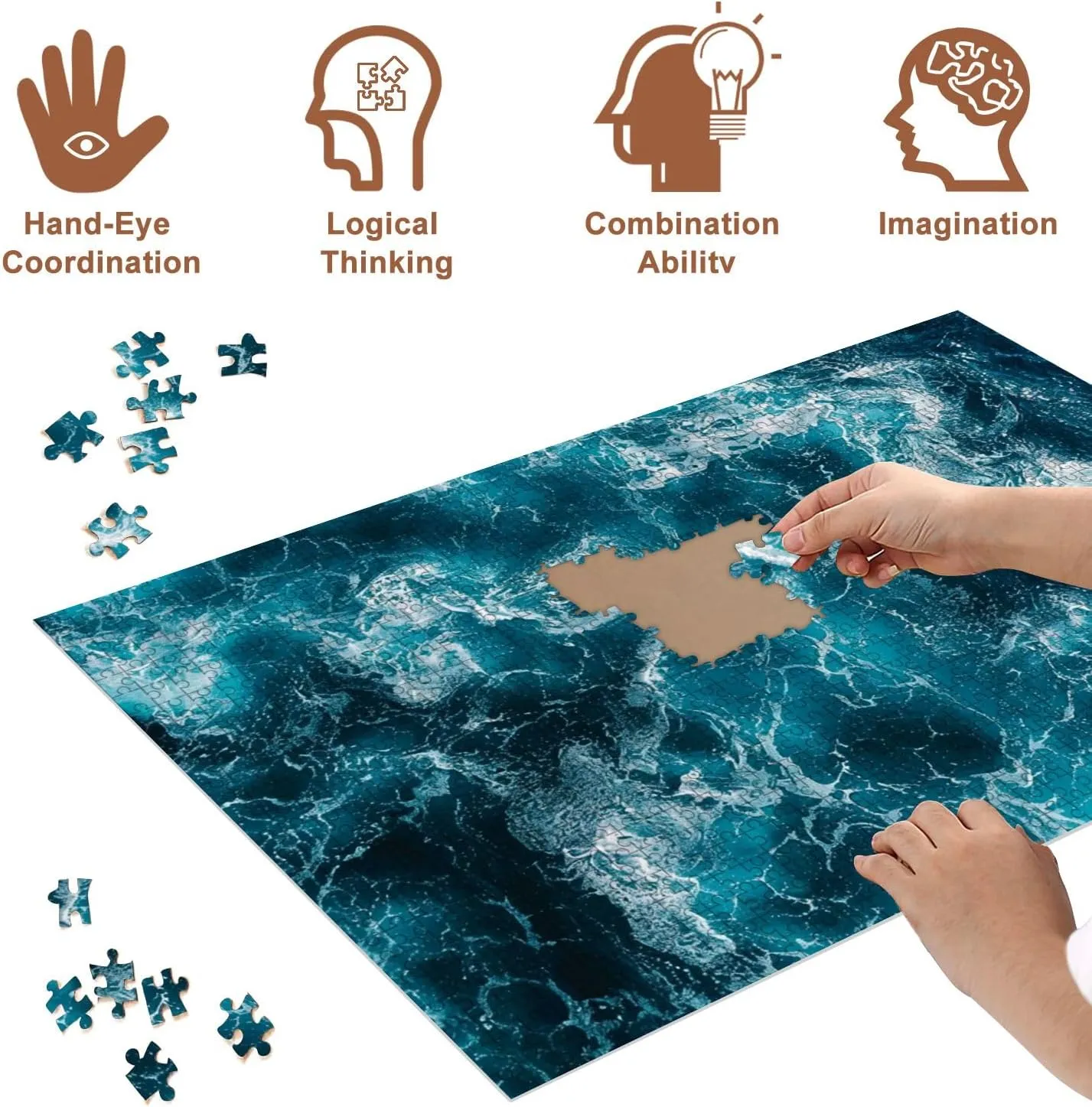 Jigsaw Puzzles 500 Pieces for Adult Wave Formation Adriatic Sea Puzzle Game for Family Wooden Puzzle Toy Educational Games Puzzles for Home Decor