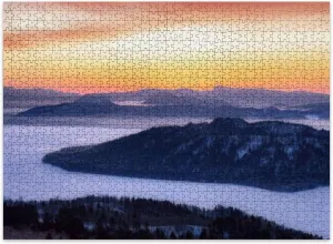 Jigsaw Puzzles 500 Pieces for Adult Winter Daybreak Landscape from Bihoro Mountain Pass Hokkaido Puzzle Game for Family Wooden Puzzle Toy Educational Games Puzzles for Home Decor