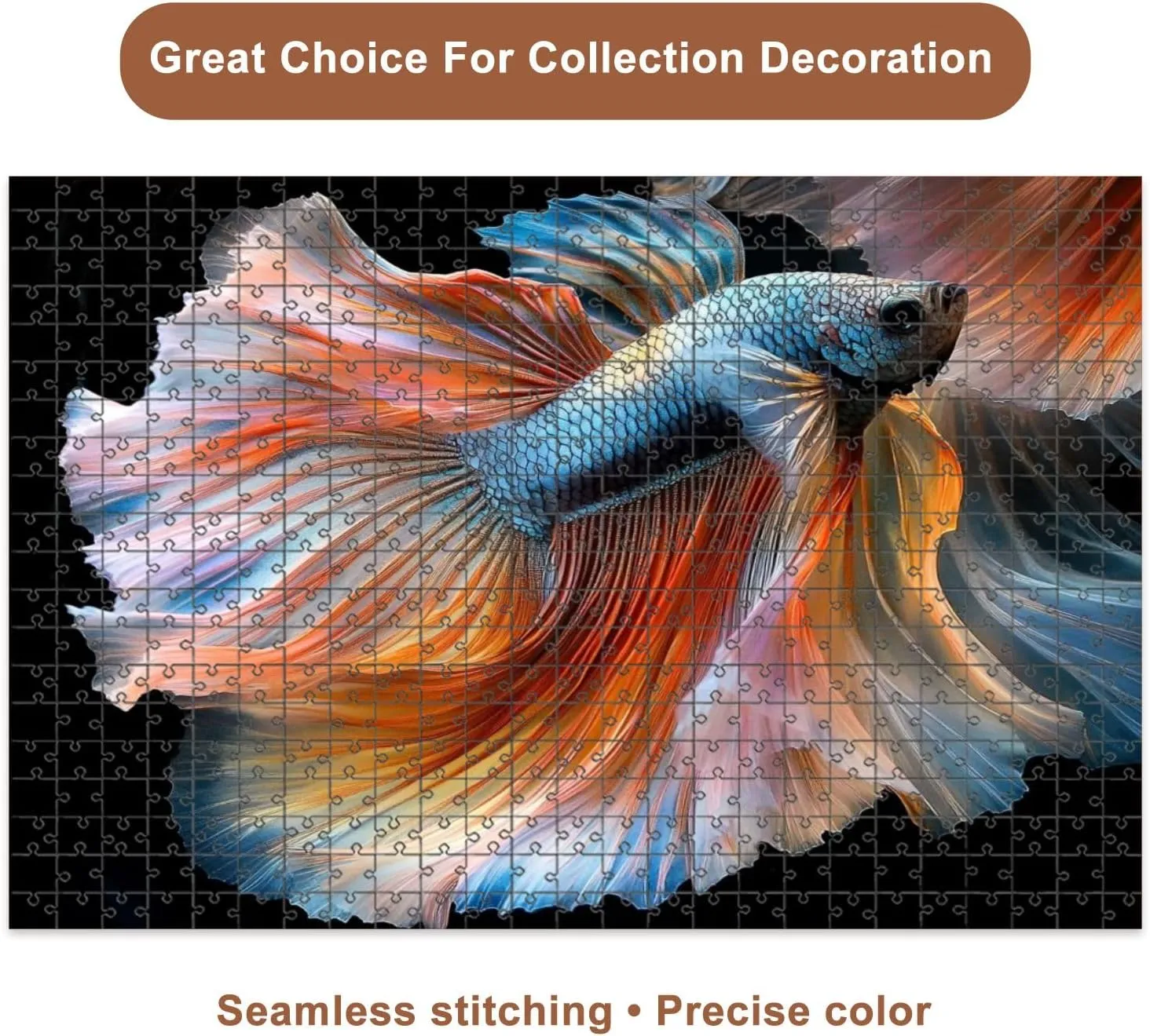 Jigsaw Puzzles 500 Pieces for Adult Yellow Betta Feathers Siamese Fighting Fish Betta Puzzle Game for Family Wooden Puzzle Toy Educational Games Puzzles for Home Decor