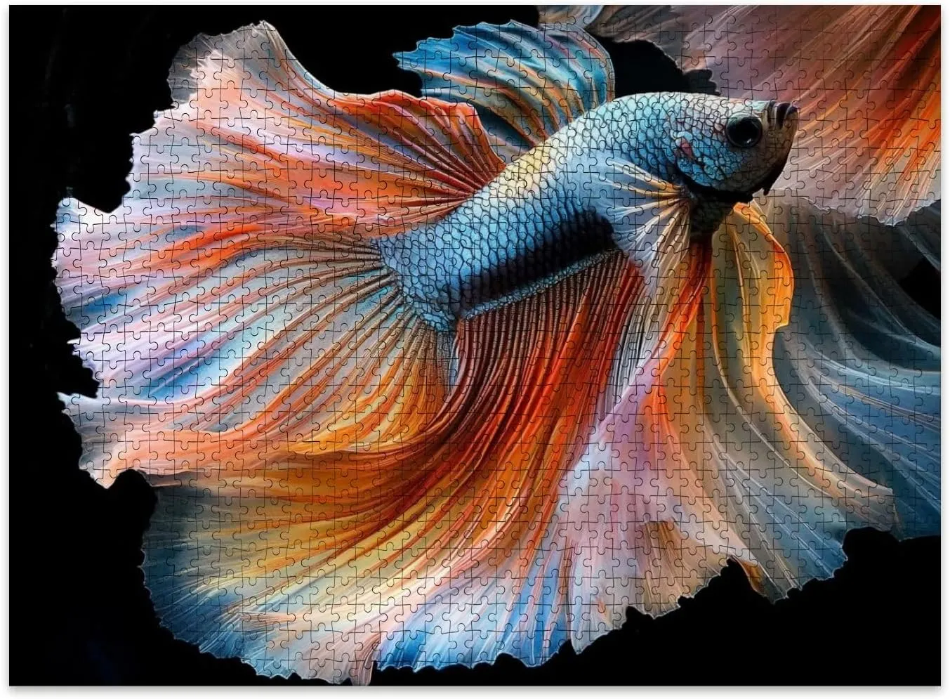 Jigsaw Puzzles 500 Pieces for Adult Yellow Betta Feathers Siamese Fighting Fish Betta Puzzle Game for Family Wooden Puzzle Toy Educational Games Puzzles for Home Decor