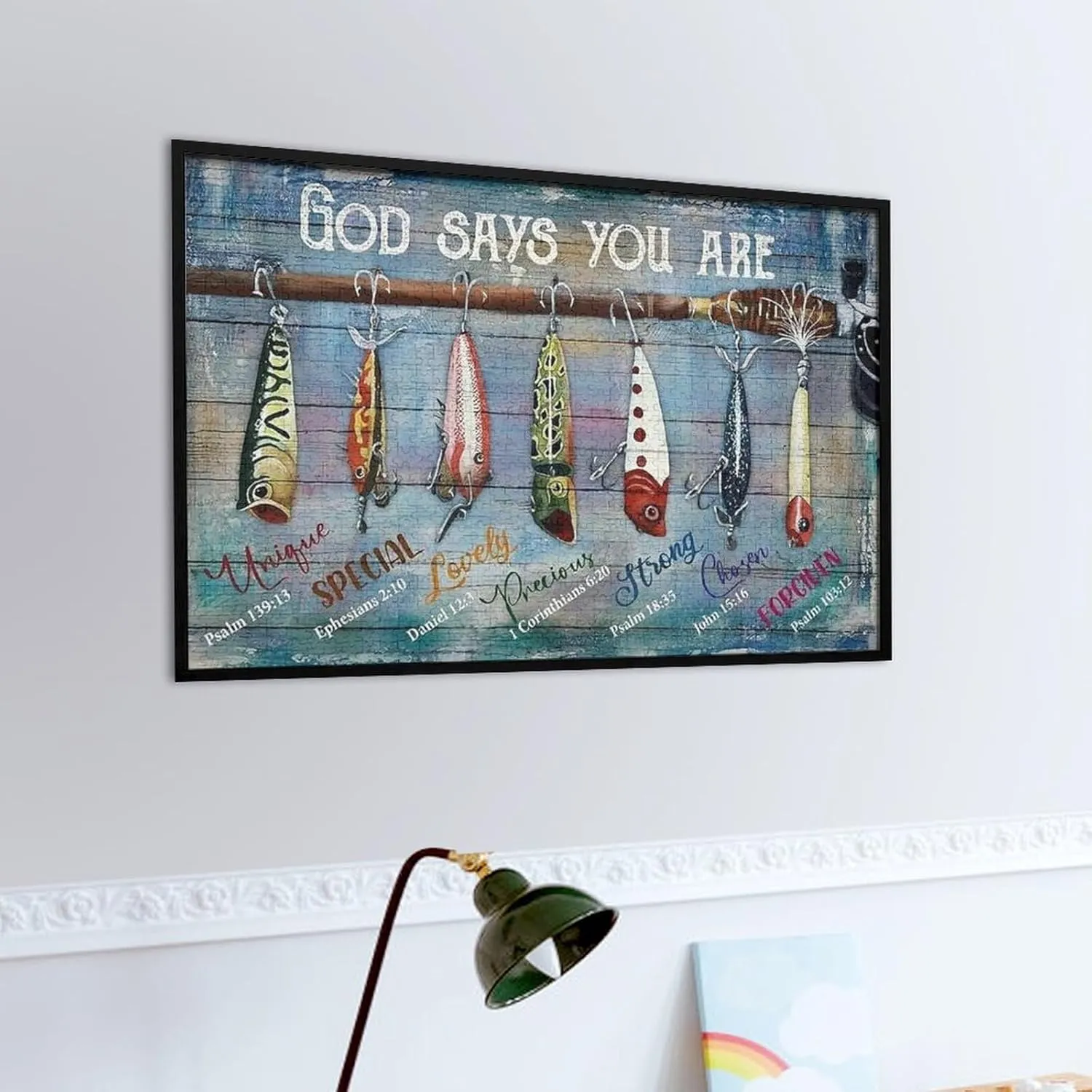 Jigsaw Puzzles for Adults Puzzle Fishing Bait God Says You are 500pcs Jigsaw Puzzles Props for Adolescent Children Educational Game Toys Collectibles Modern Home Decoration 20.5x15 Inch
