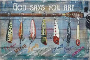 Jigsaw Puzzles for Adults Puzzle Fishing Bait God Says You are 500pcs Jigsaw Puzzles Props for Adolescent Children Educational Game Toys Collectibles Modern Home Decoration 20.5x15 Inch