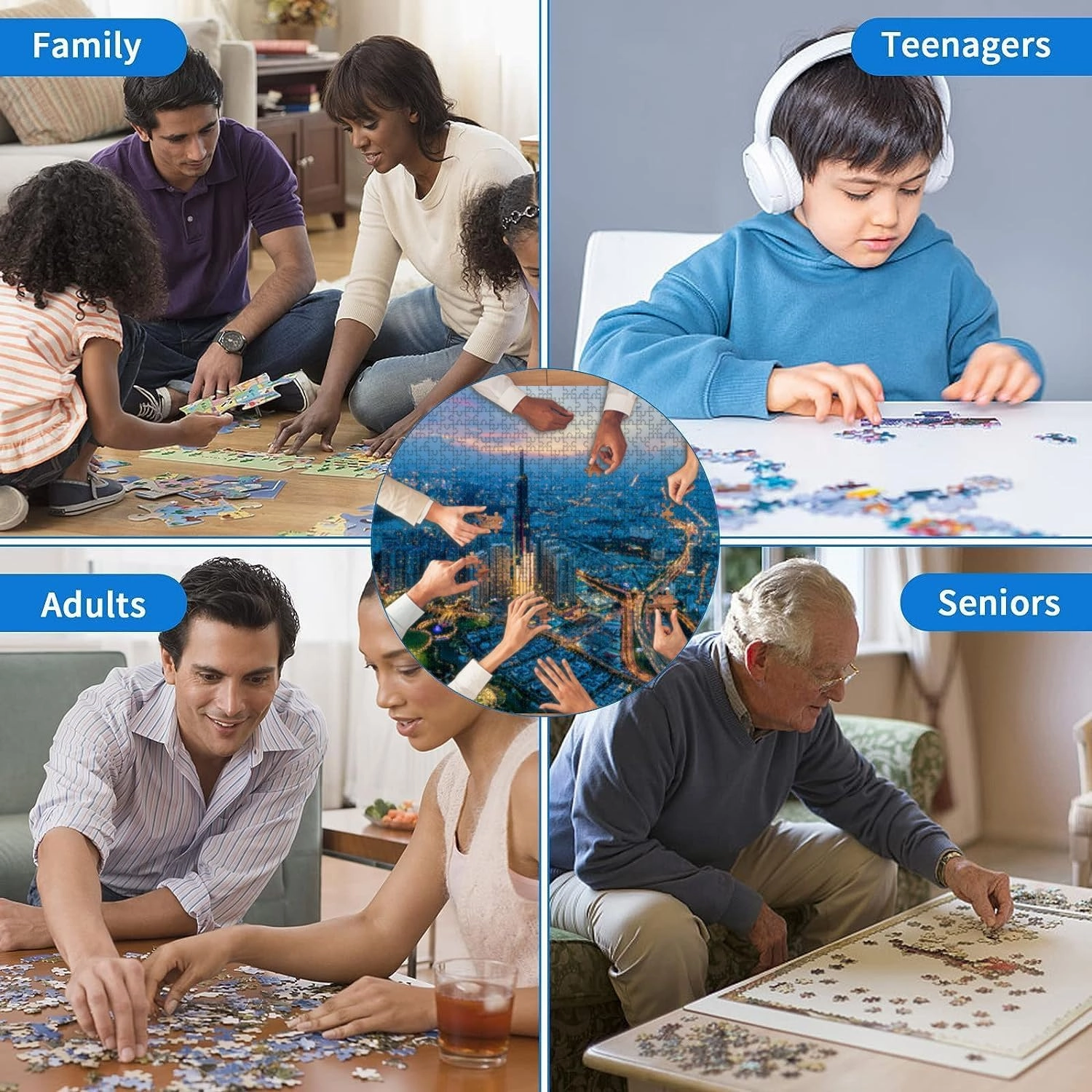 Jigsaw Puzzles 1000 Pieces for Adult Beautiful View Photo Saigon Ho Minh City Puzzle Game for Family Wooden Puzzle Toy Educational Games Puzzles for Home Decor