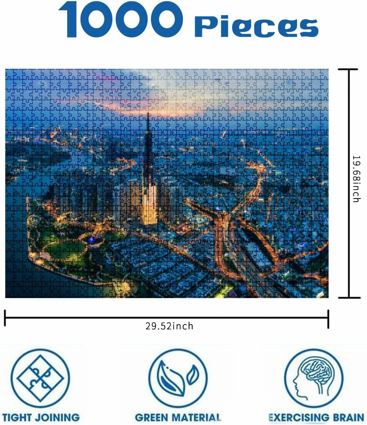 Jigsaw Puzzles 1000 Pieces for Adult Beautiful View Photo Saigon Ho Minh City Puzzle Game for Family Wooden Puzzle Toy Educational Games Puzzles for Home Decor