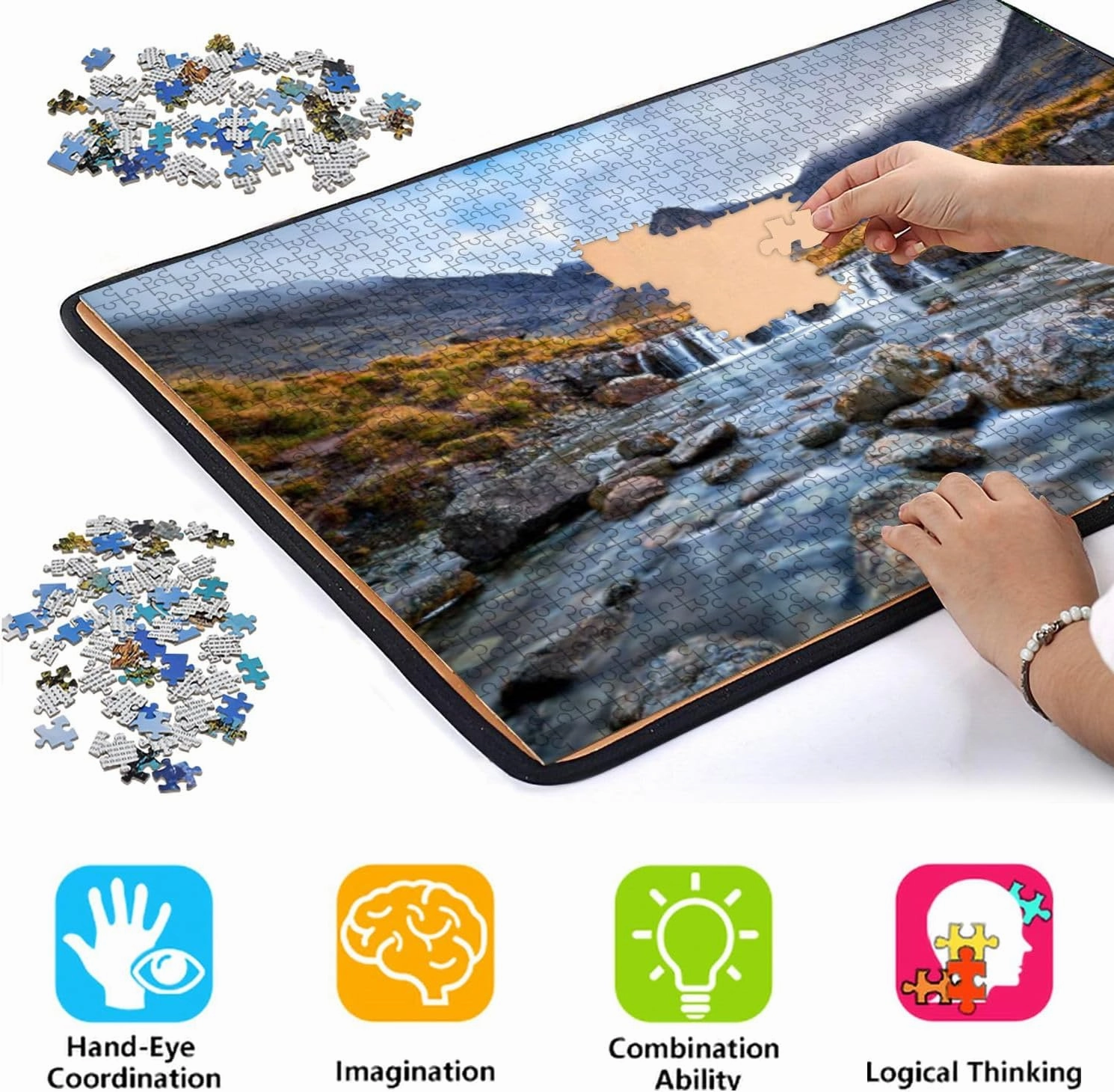 Jigsaw Puzzles 1000 Pieces for Adult Fairy Pools Glen Brittle Isle Skye Scotland Landscape Scenery Puzzle Game for Family Wooden Puzzle Toy Educational Games Puzzles for Home Decor