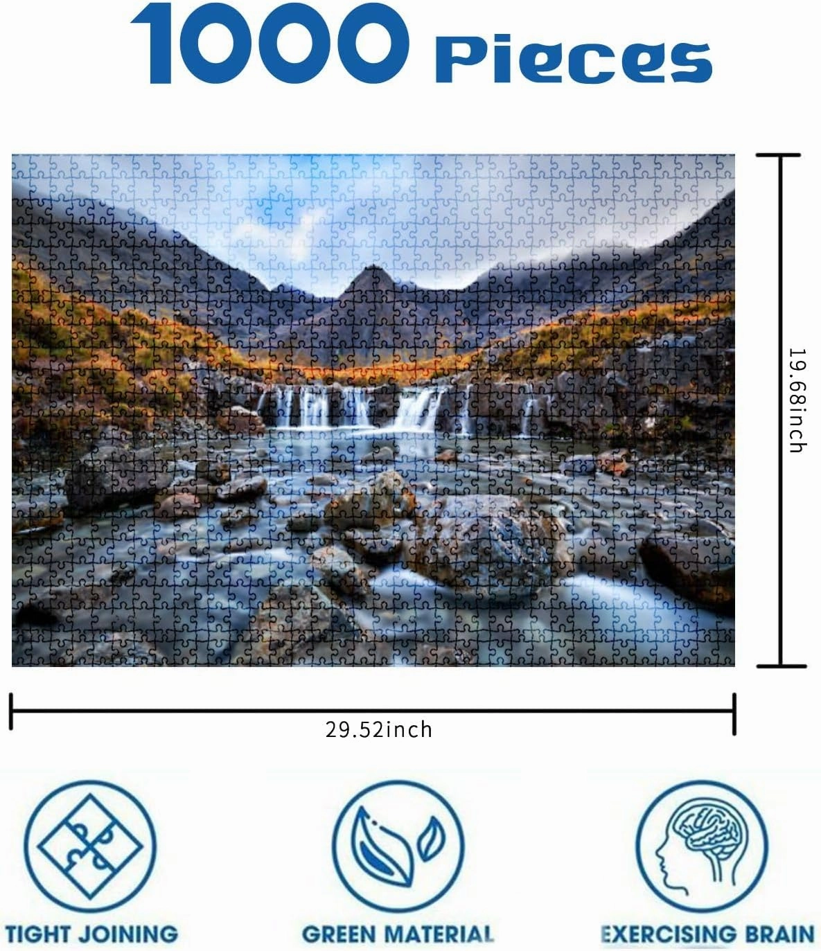 Jigsaw Puzzles 1000 Pieces for Adult Fairy Pools Glen Brittle Isle Skye Scotland Landscape Scenery Puzzle Game for Family Wooden Puzzle Toy Educational Games Puzzles for Home Decor