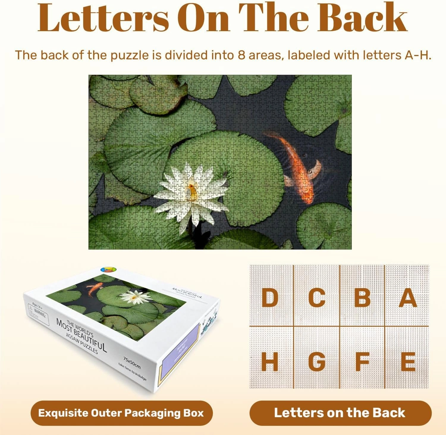 Jigsaw Puzzles 1000 Pieces for Adult Fish Lotus Pond Puzzle Game for Family Wooden Puzzle Toy Educational Games Puzzles for Home Decor